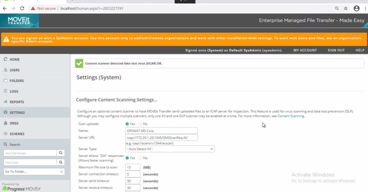 Progress MOVEit Screenshot